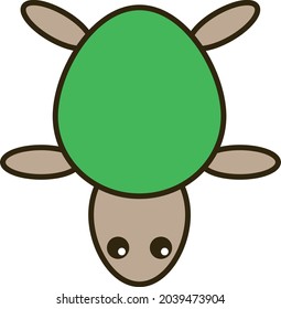 Tortoise with a green shell in an abstract style.
