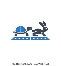 Tortoise Hare Race Icon Isolated On White Background