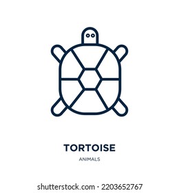 tortoise icon from animals collection. Thin linear tortoise, animal, turtle outline icon isolated on white background. Line vector tortoise sign, symbol for web and mobile