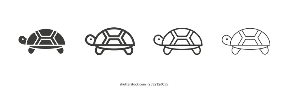 Tortoise icon in fill and three stroke sizes