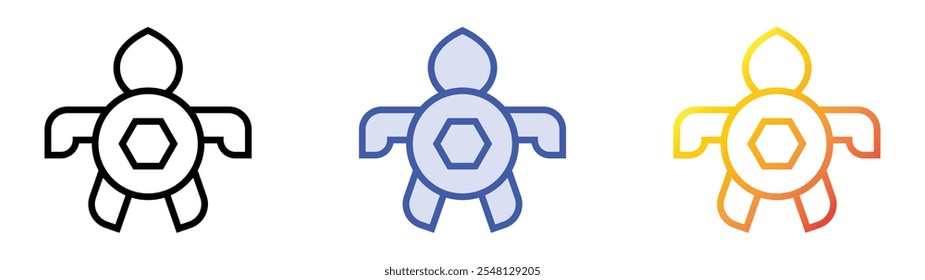 Tortoise icon. Linear, Blue Fill and Gradient Style Design Isolated On White Background