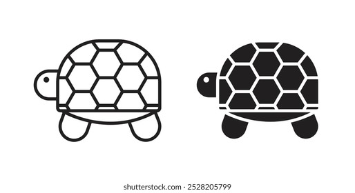 Tortoise icon in solid and stroke style.