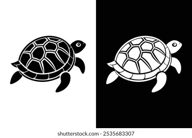 Tortoise  icon vector black silhouette on a white background.