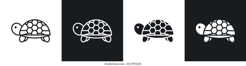 Tortoise icon vector icon set black filled and outlined style.