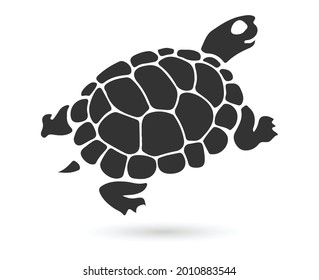 tortoise isolated on white background, vector illustration, tattoo animal