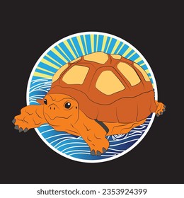 tortoise with japanese style background illustration logo