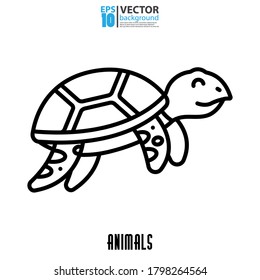 Tortoise line icon, outline vector sign. Animal concept. Eps 10 vector illustration.