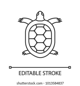 Tortoise linear icon. Thin line illustration. Turtle. Contour symbol. Vector isolated outline drawing. Editable stroke