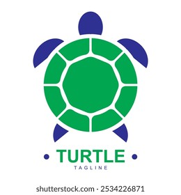 LOGOTIPO DE TARTARUGA VETORIAL EM VERDE E AZUL