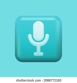 Tortoise Microphone Icon. Blue Icon Set. Isolated App Button. Vector illustration