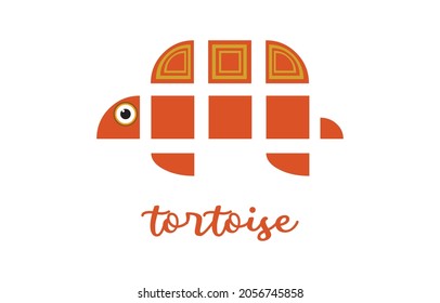 Tortoise motif created from squares and shapes. Vector illustration on a white background