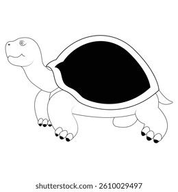 Tortoise outline vector illustration art book design black and white silhouette