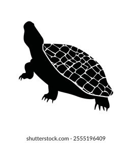 tortoise silhouette collection isolated black on white background vector illustration