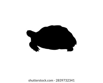 Tortoise Silhouette Isolated, can use for Icon, Symbol, Sign, Pictogram, Website, Endangered Animal Poster Illustration or Graphic Design Element. Editable. Vector