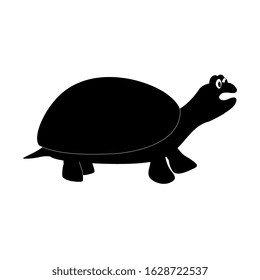 Tortoise silhouette with open mouth. Isolated vector on a white background.