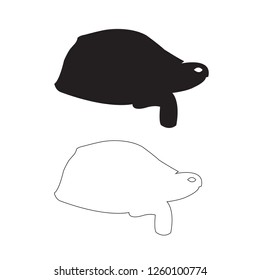Tortoise silhouette, Outline Set Icon Vector