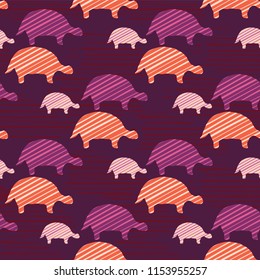 Tortoise Silhouette Seamless Vector Pattern Background, Hand Drawn Turtle Animal Illustration for Modern Kids Room Decor, Wallpaper Scrapbooking, Trendy Fashion Print, Cute Baby Girl Blog Backgrounds