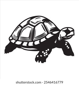 Tortoise silhouette vector art illustration.