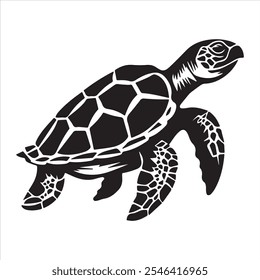 Tortoise silhouette vector art illustration. 