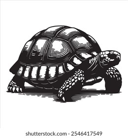 Tortoise silhouette vector art illustration.