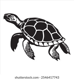 Tortoise silhouette vector art illustration.