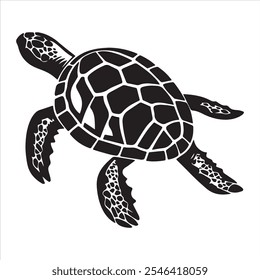 Tortoise silhouette vector art illustration.