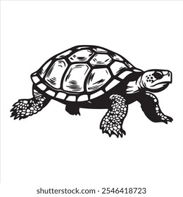 Tortoise silhouette vector art illustration. 