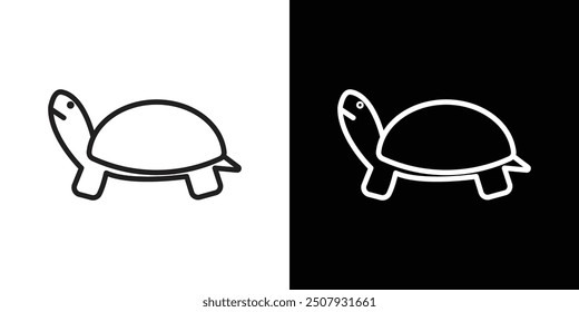 Tortoise thin line vector icon set.