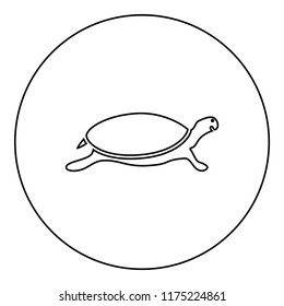 Tortoise turtle icon black color in round circle outline