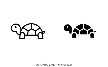 Tortoise vector icon set in black and white color.