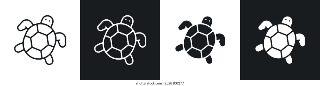 Tortoise vector icon set in black and white