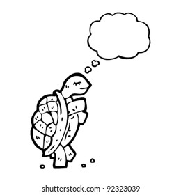 tortoise walking upright with thought bubble
