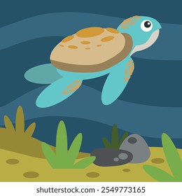 Tortue de mer dans son milieu naturel