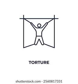 torture outline icon. Linear vector from army and military concept. Thin line torture icon isolated on white background