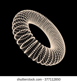 Torus. The Torus Consisting of Points. Connection Structure. Torus Shape Wireframe. 3D Grid Design. A Glowing Grid. 3D Technology Style. Network Design. Molecular lattice. Cyberspace Grid.