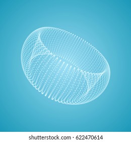 The Torus Consisting of Points. Connection Structure. 3D Grid Design. Technology Style. Molecular Lattice. Vector Illustration. 