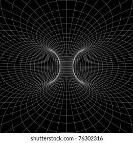 Torus (Donut) Geometry and Mathematics wireframe symbol. Inside View. Vector Illustration