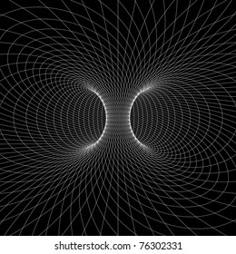 Torus (Donut) Geometry and Mathematics Wireframe Symbol. Inside View. Vector Illustration