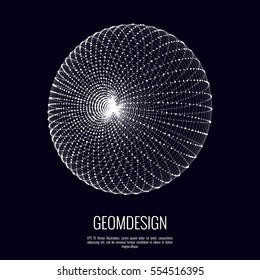 Torus element for cyber, digital, science, big data concept design. 3d vector Illustration.