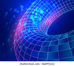 Torus glowing shape wireframe. Futuristic 3D vector Illustration