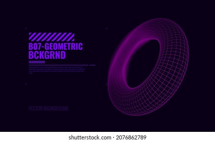 Torus. Cuadrícula de estructura matemática. Ilustración de estilo tecnológico. Estructura Futurista de Conexión para Ciencia y Tecnología Química. Fondo vectorial. 