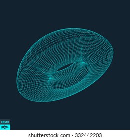 Torus. Molecular lattice. Connection structure. 3d Vector Illustration.