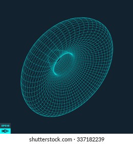 Torus. Molecular lattice. Connection structure. 3d Vector Illustration.