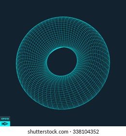 Torus. Molecular lattice. Connection structure. 3d Vector Illustration.