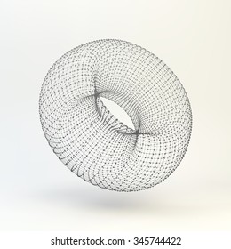 Torus. Molecular lattice. Connection structure. 3d Vector Illustration.
