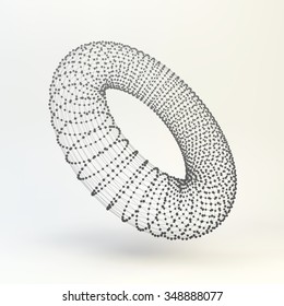 Torus. Molecular lattice. Connection structure. 3d Vector Illustration.
