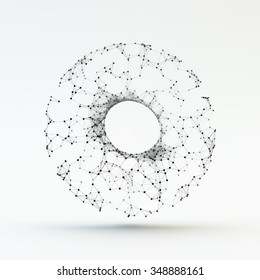 Torus. Molecular lattice. Connection structure. 3d Vector Illustration.
