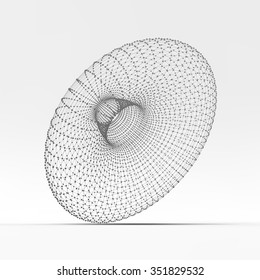 Torus. Molecular lattice. Connection structure. 3d Vector Illustration.
