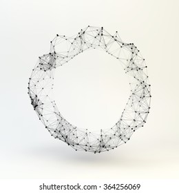 Torus. Molecular lattice. Connection structure. 3d Vector Illustration.
