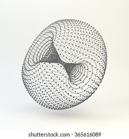 Torus. Molecular lattice. Connection structure. 3d Vector Illustration.
